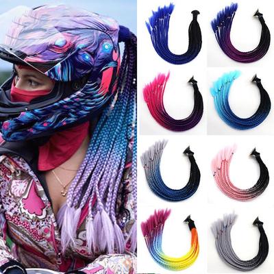 Estensione a Coda di Cavallo con Ventosa per Casco da Moto - Decorazione in Treccia Colorata Degradé per Donne Motocicliste (55 cm, 8 Colori Disponibili)