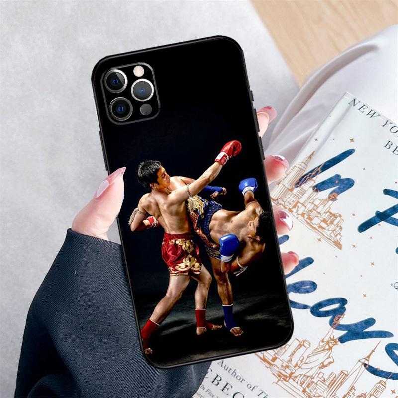 Muay Thai Kickboxing Fight Phone Case For iPhone 16 Pro Max 11 12 13 Mini 14 15 Pro Max XR 15 16 Plus 16e Cover Coque