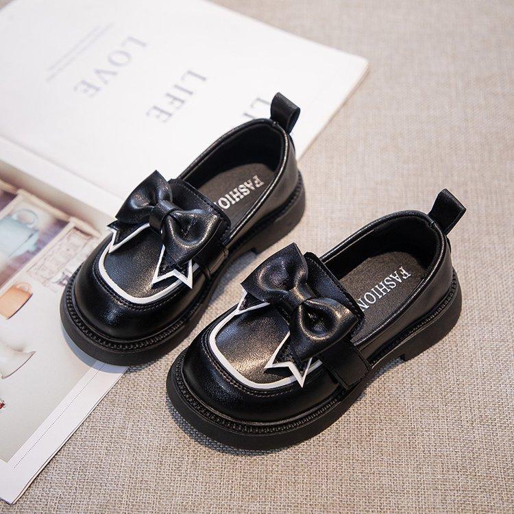 Girls small leather shoes 2025 new spring children's bow fashion loafers girls soft-soled foreign princess shoes