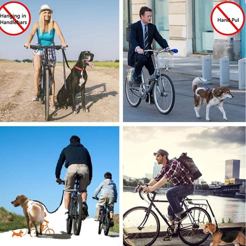 Seat Post Mounted Dog Exerciser Attachment for Bike Use with Metal Arm, Line Section and Joined Tether for Outdoor Exercise