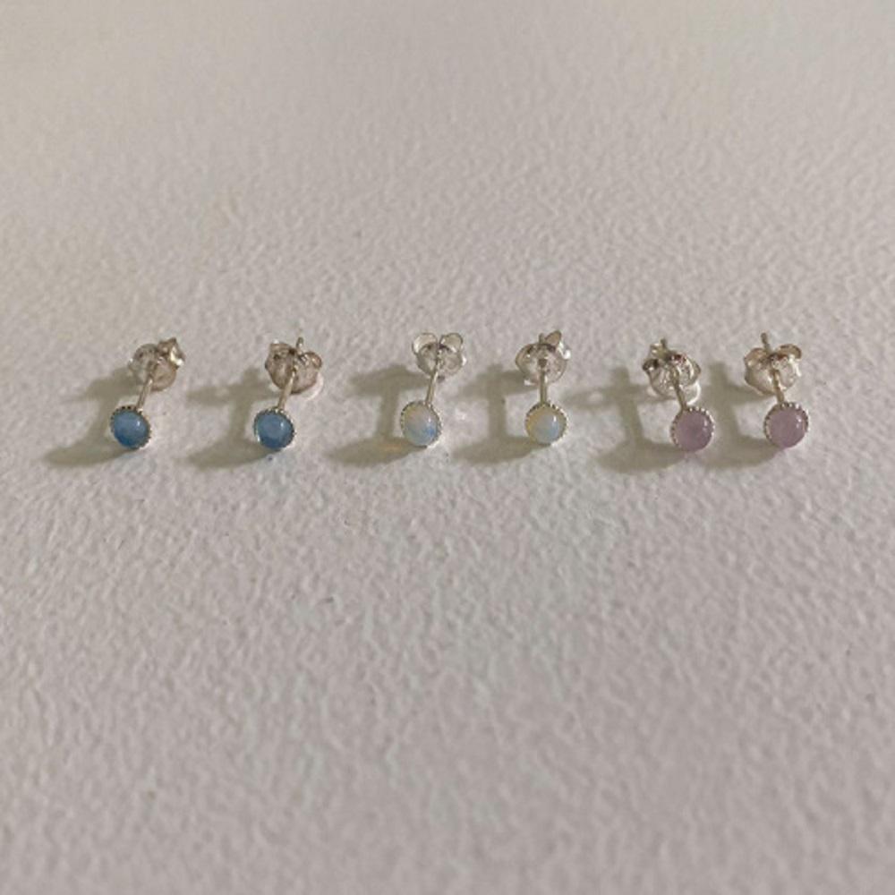 [4Xtyle] (Silver925) Dew Stone Earring