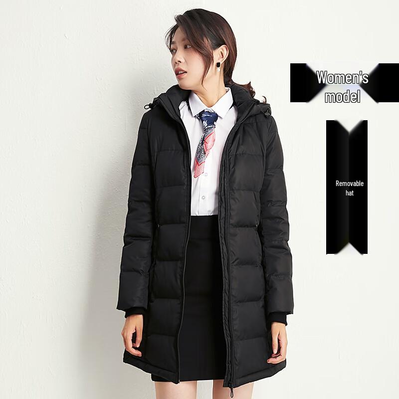 KawaiDun Unisex Mid-length Black Down Work Coat