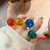1 Artistic Jelly-Transparent Resin Stainless Steel Open Ring Cute Fashionable Women'S Girls' Jewelry Everyday & Party Wear