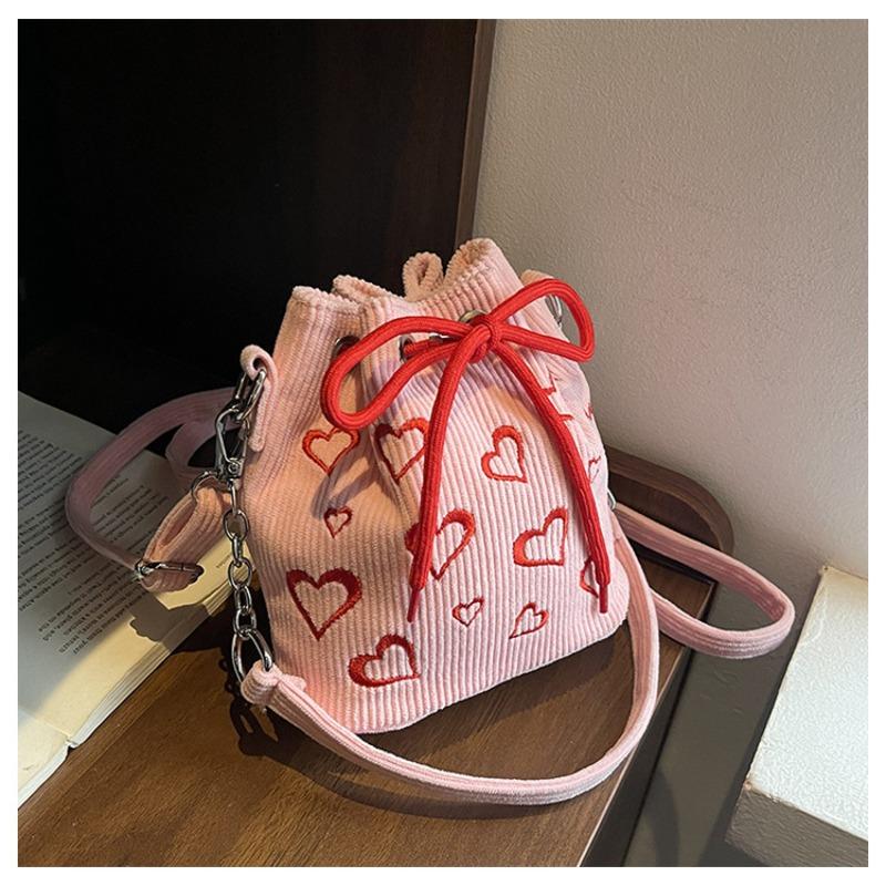 Niche Bag Women's New Summer Mini Strip Velvet Messenger Bag Drawstring Pleated Bucket Bag