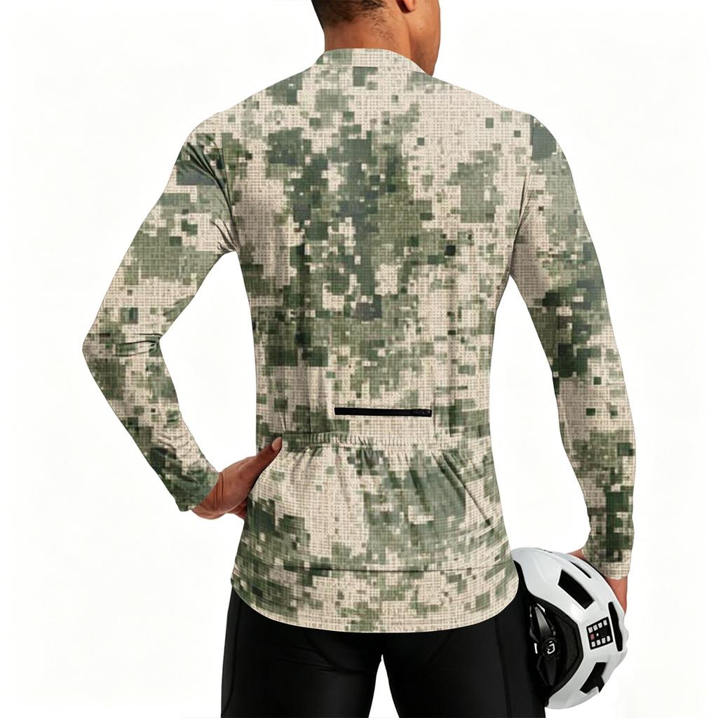 Herren Langarm Fahrradtrikot Atmungsaktiv Schnelltrocknend Mit Reißverschluss Pullover Leichtes Outdoor-Sportoberteil für Rennrad und Mountainbike