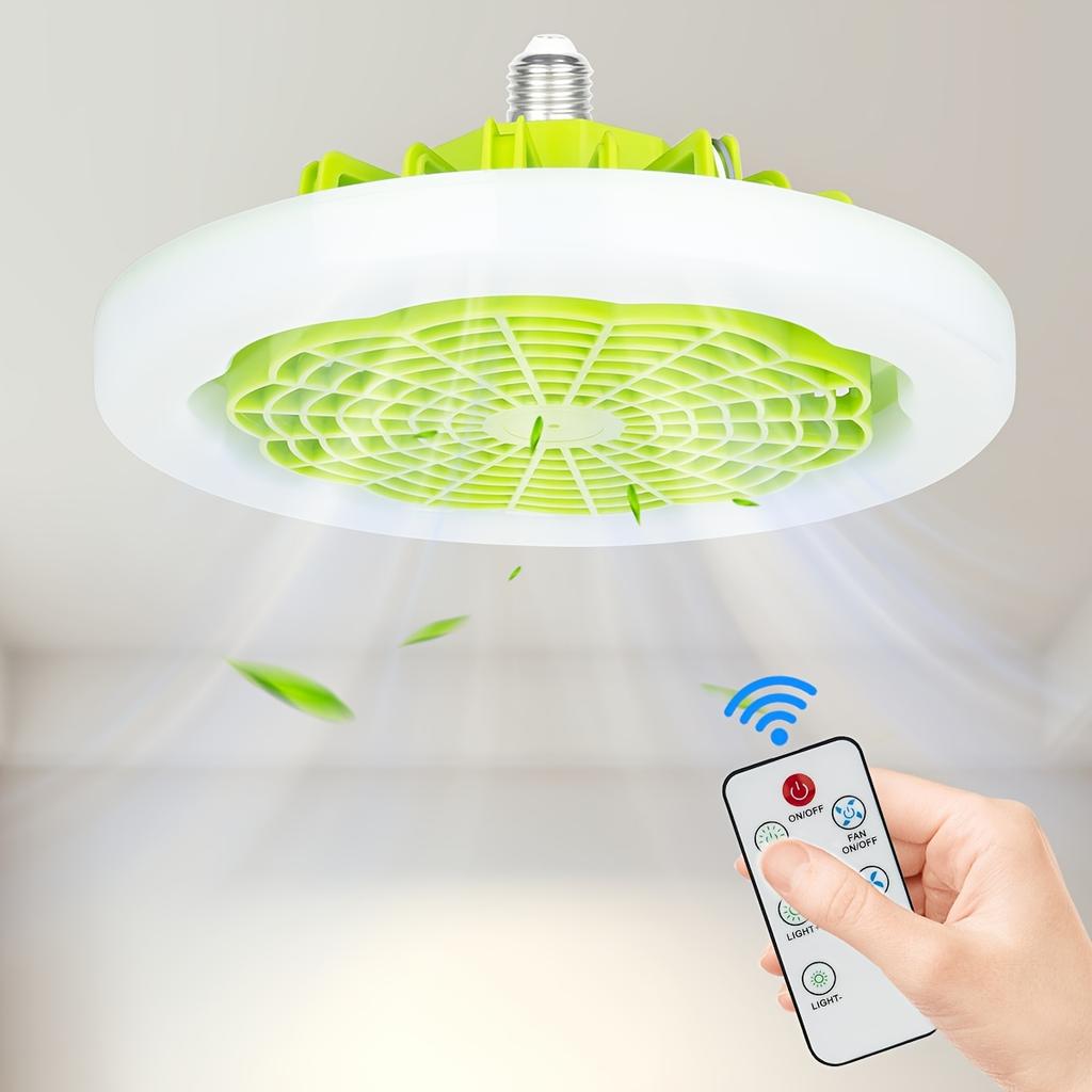 LED Fan Light with Remote Dimming And Wind Speed Control, Silent Fan Light, Ultra-thin E27 Screw Mouth Dormitory Fan Light