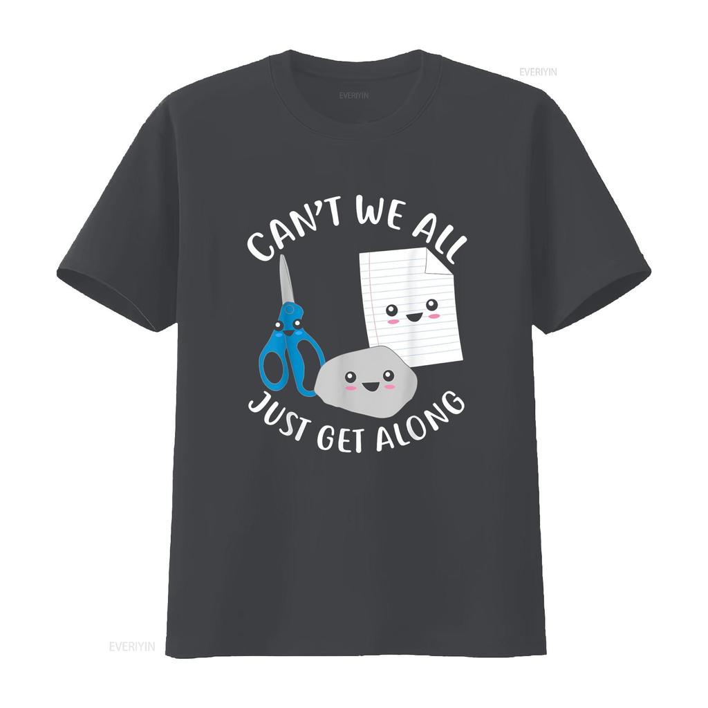 Schere Stein Papier Lustig Kawaii Können Wir Nicht Einfach Alle Gut Auskommen Shirt vintage Gewaschen Vielseitig Weich Grafik Stilvoll homme