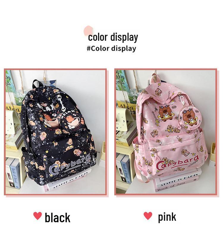 New Style Lightweight Children's Backpack - Large Capacity for Boys & Girls, Double Shoulder Bag with Capybara Design