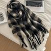 Tassel Winter Cashmere Scarves Pashmina Long Shawl Simple Plaid Wool Scarf  Student