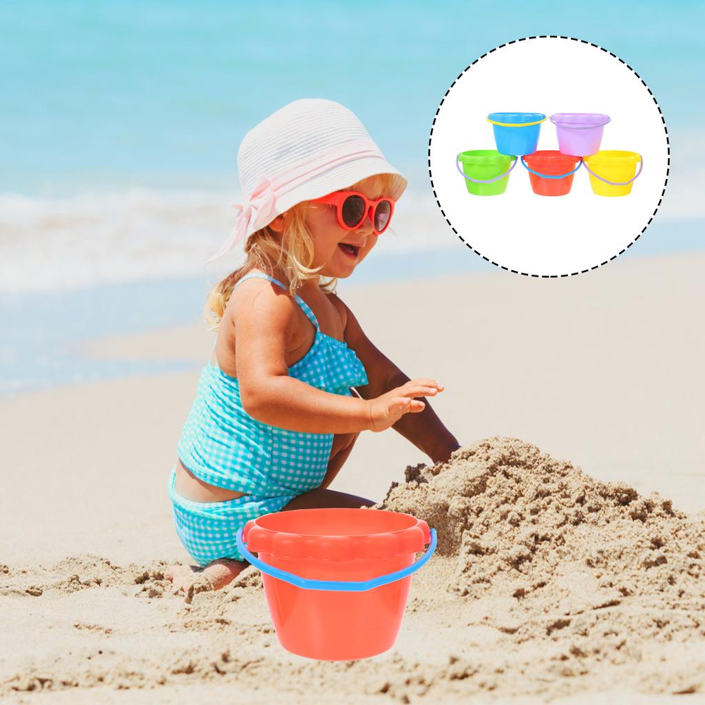 5Pcs Kids Beach Toys Children Sand Buckets Summer Seaside Water Playthings Fishing Bucket Toys Silicone Digging Bucket Beach