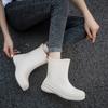 Outdoor rain shoes fashionable adult waterproof shoes warm short rain boots women's velvet thick-soled non-slip versatile rubber shoes