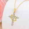 Delicate Rotatable Crown Zircon Cross Pendant Necklace for Women Stainless Steel Chain Birthstone Necklace Jewelry Birthday Gift