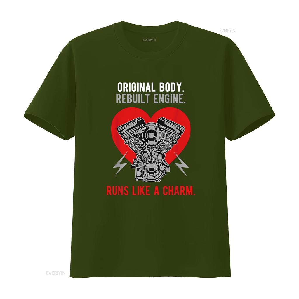 Original Body Rebuilt Engine Runs Like A Charm T Shirt Vintage Washed Versatile Slightly Top For Everyday Wear Graphic