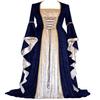 Women's Square Neck Long Sleeve Maxi Dress Slim Fit Velvet Medieval Renaissance Royal Ball Gown Costume Dress