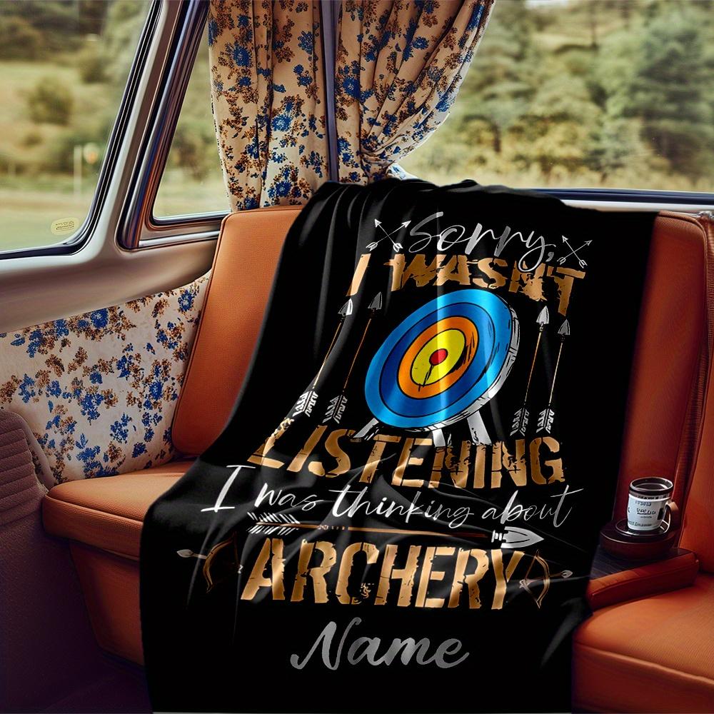 Archery Target With Arrows And Crossbows Blanket Personalized Name Soft Comfortable Stylish Blanket Car Blanket Perfect For Travel Camping Outdoor