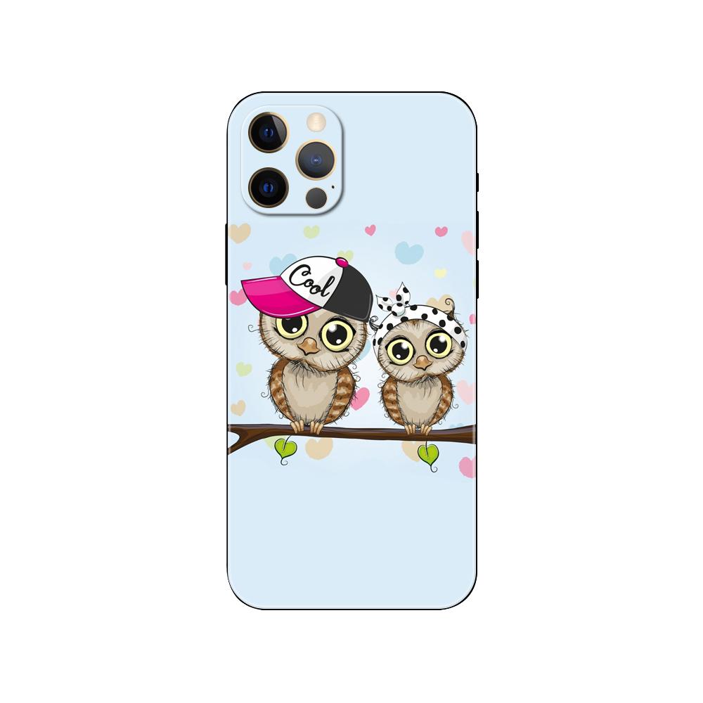 Lovely Animal Owl phone case for iphone 5 5s se 6 6s 7 8 plus x 10 XR XS 11 12 13 mini pro MAX black tpu back cover