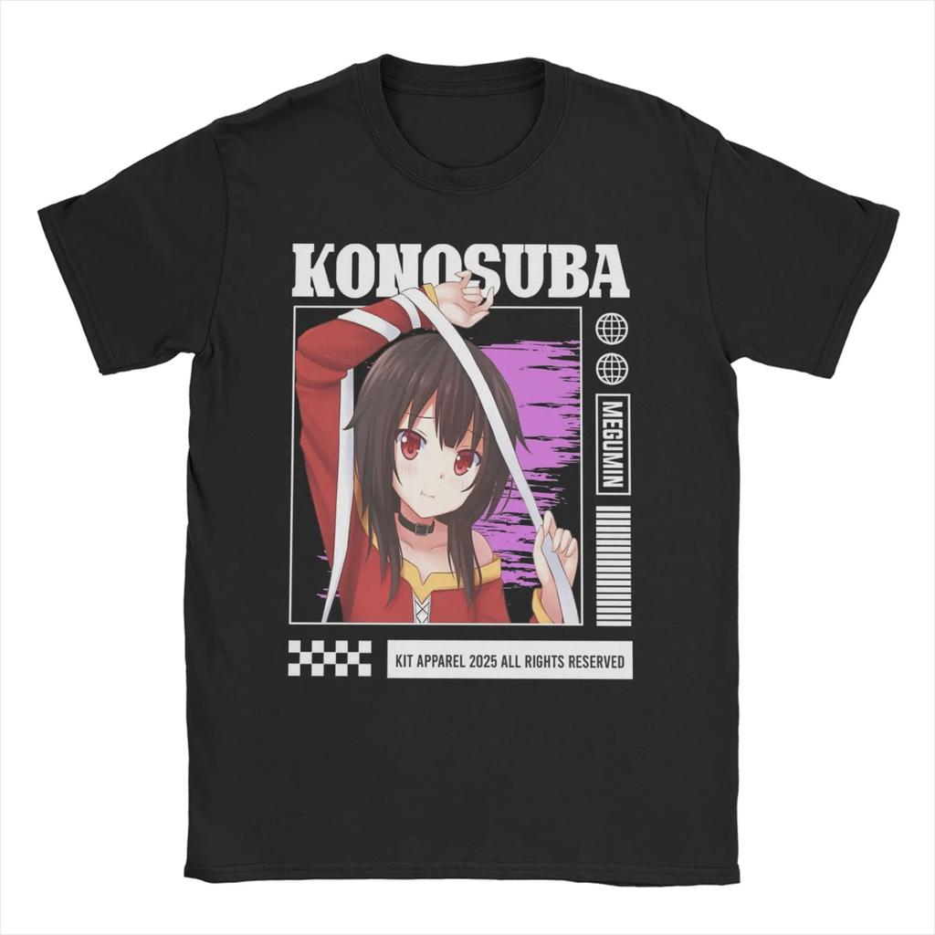 Konosuba Megumin Tričko pro Muže Ženy Vtipné Čistá Bavlna Tričko Kulatý Výstřih Krátký Rukáv Trička Oblečení