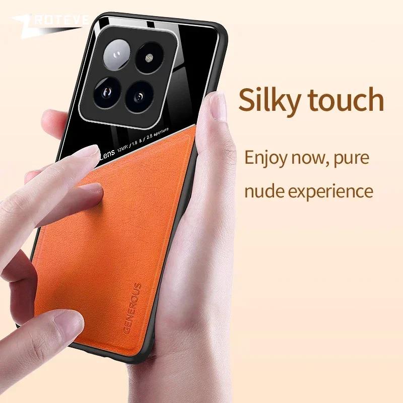 For Xiaomi14T Pro Case Leather Texture Soft Frame PC Cover For Xiaomi 14T 14 Ultra Mi 13 13T Xiomi Mi13 Lite Mi14T Cases