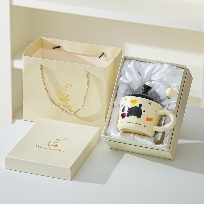 Fun Kitten Mug with Lid Office Cute Ins Ceramic Water Cup Personalized Creative Gift Cup