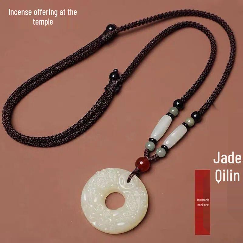 Collana Pendente Unisex Pixiu in Giada Antica - Accessorio Versatile di Alta Gamma Retro per Catena di Maglione
