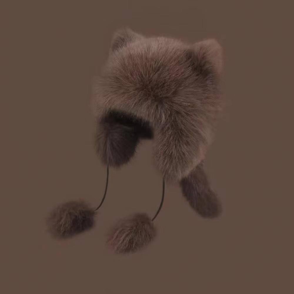 Windproof Faux Fur Beanie Thickened Ear Protection Hat Fashion Winter Hat Daily Wear