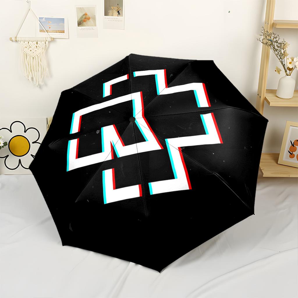 Black Rose Symbol Compact Travel Automatic Umbrella with 8-Rib Foldable Design for Women/Men Fashionable Accessory Birthday/Christmas Gift