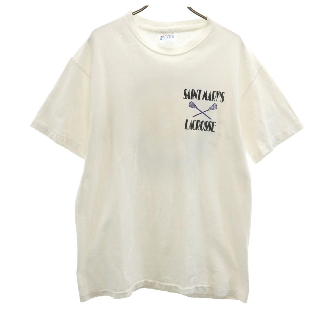 HANES 80s 90s Made In USA Old Back Print Lacrosse Short Sleeve T-shirt Men's Used