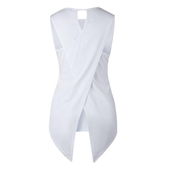 Sexy Lady Solid Color Sleeveless Round Neck Back Slit Irregular Hem Vest Tank Top