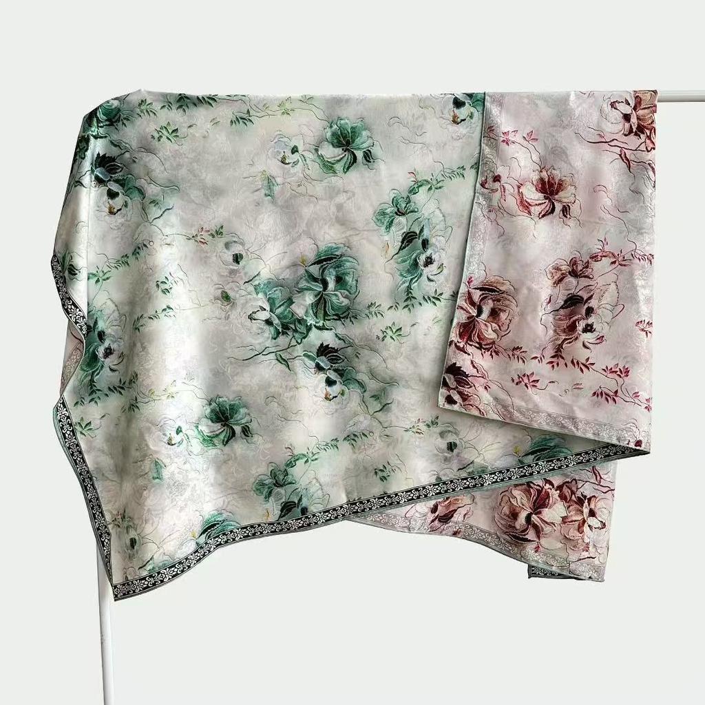 Xiangyun Yarn 140 * 140 Shawl Scarf Double-Sided Printed Pattern Silk Scarf National Style Series Product National Tide