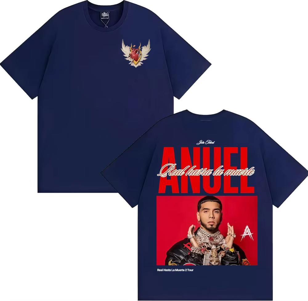 Rapper Anuel AA Real Hasta La Muerte Tour T Shirts Men Women Fashion Trend High Street T-shirt 100% Cotton Cozy Oversized Tshirt