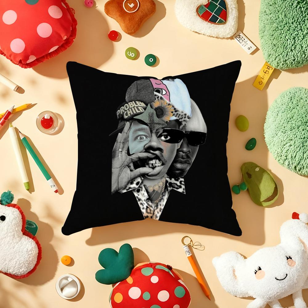 TTyler The CCreator Rapper Cushion Cover Plush Fabric Soft DoubleSided Printed Sofa Warm Winter Home Gift Pillow Cover
