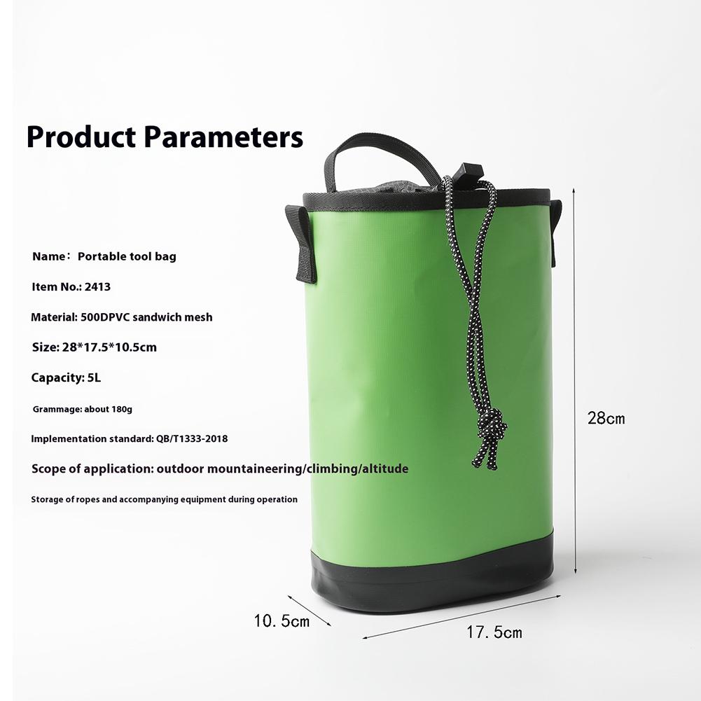 

Rock Climbing Rope Bag 5L Large Capacity Tool Storage Bag Arborist Gear Outdoor Climbing Tool Bags with Drawstring for Workout зелёный