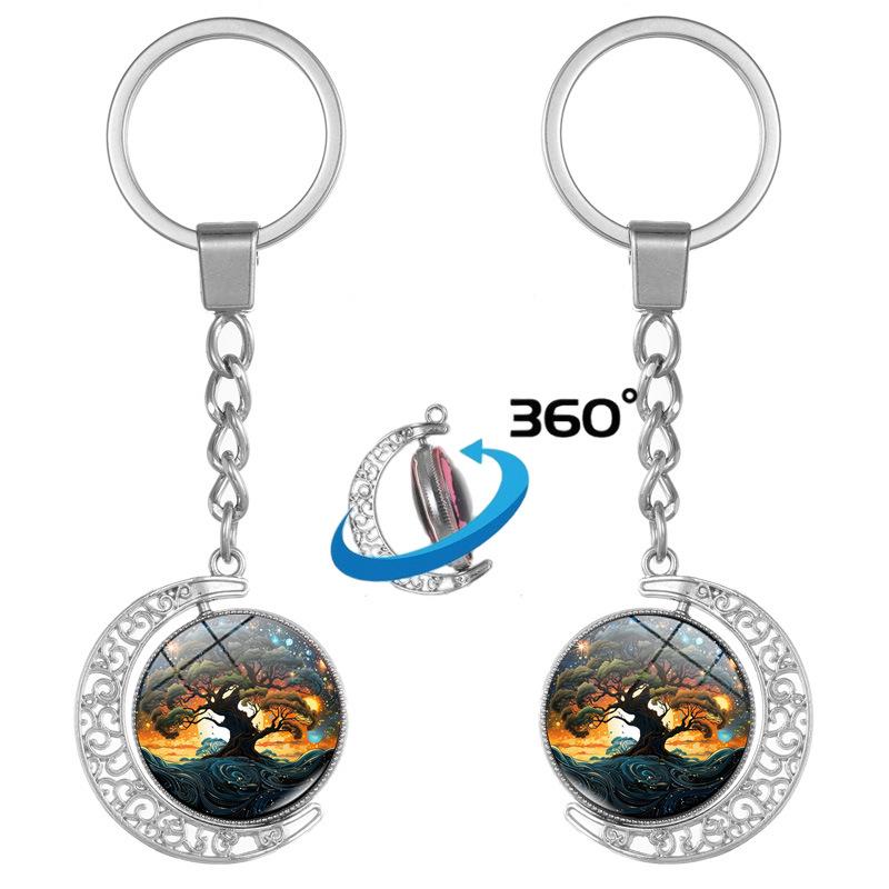 Tree of Life Double-Sided Rotating Pendant Keychain - Bag Charm & Car Ornament