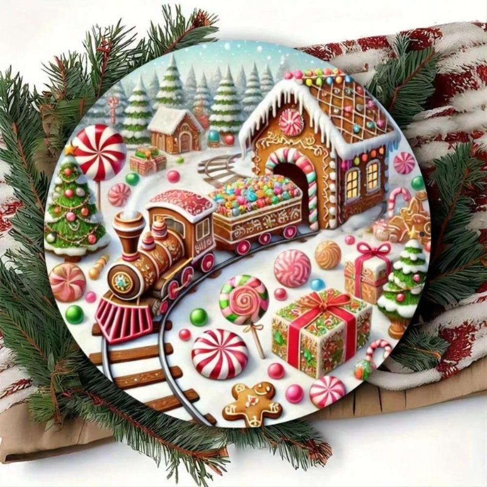 Metal Tin Sign Christmas Train Tree Holiday Wall Decor Home Gift