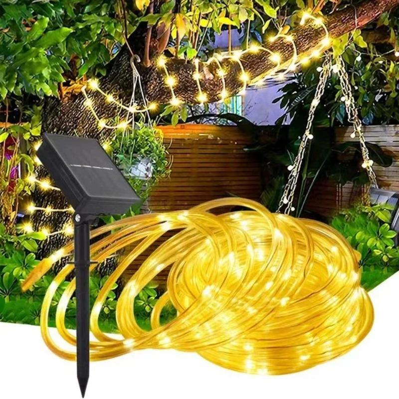 Solar String Tube Light Outdoor Waterproof Multi-color Light Flashing Light String Garden Decoration Atmosphere Courtyard Trees