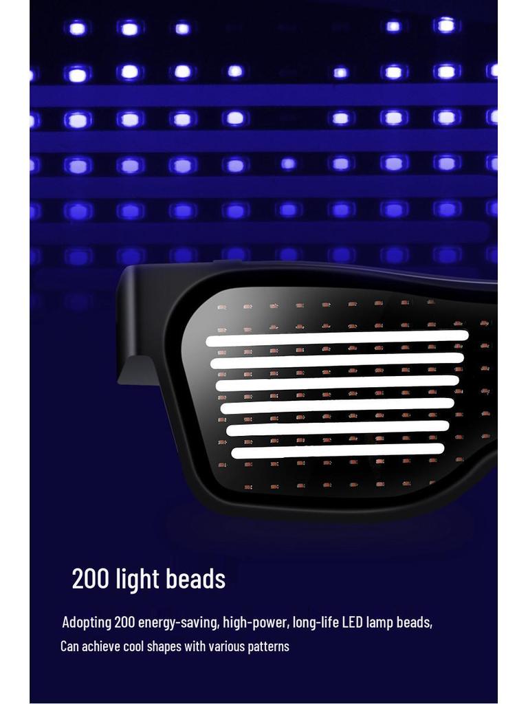 Bluetooth LED Party Szemüveg USB Töltéssel és Applikációvezérléssel