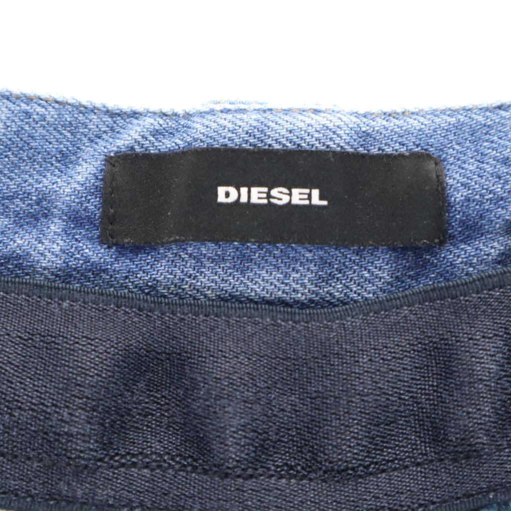Diesel Floral Pattern Switching Wide Denim Pants XS Blue Women Used