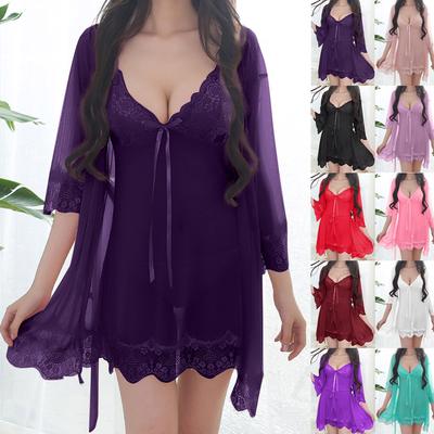 FQ Pigiama sexy senza montatura senza montatura Camicia da notte in pizzo Biancheria intima di seta Indumenti da notte da donna