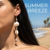 Ocean Resort Style Conch Starfish Pendant Earrings for Women Bohemia Shell Pearl Long Tassel Earrings Holiday Party Jewelry Gift