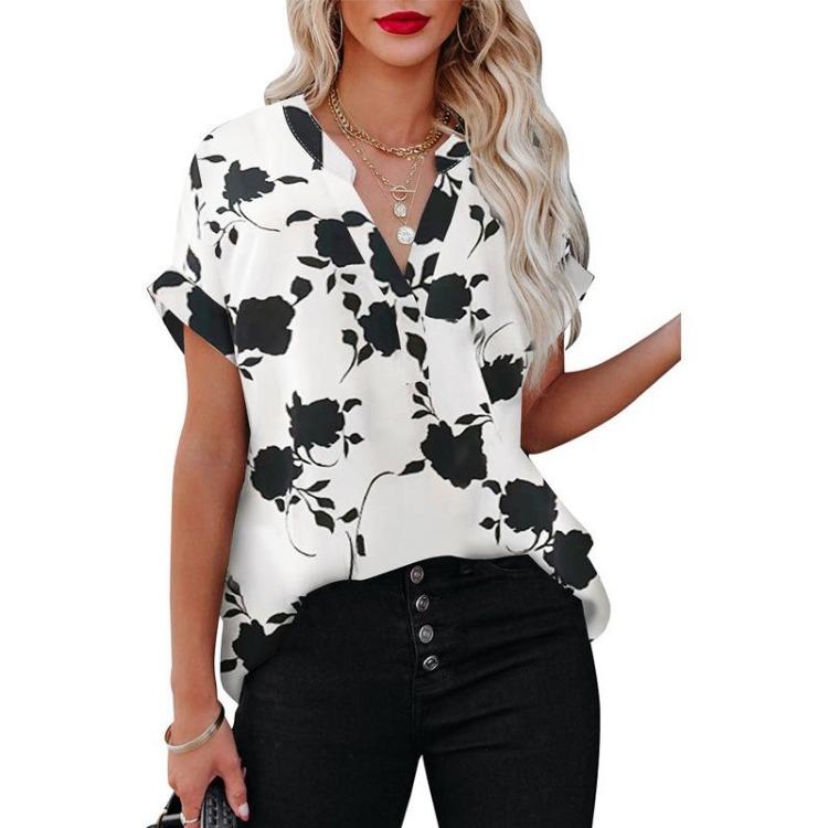 Women's Fashion Oversized White 3D Flower Print T-Shirt Summer Blouse Tee Female Tops Clothing
