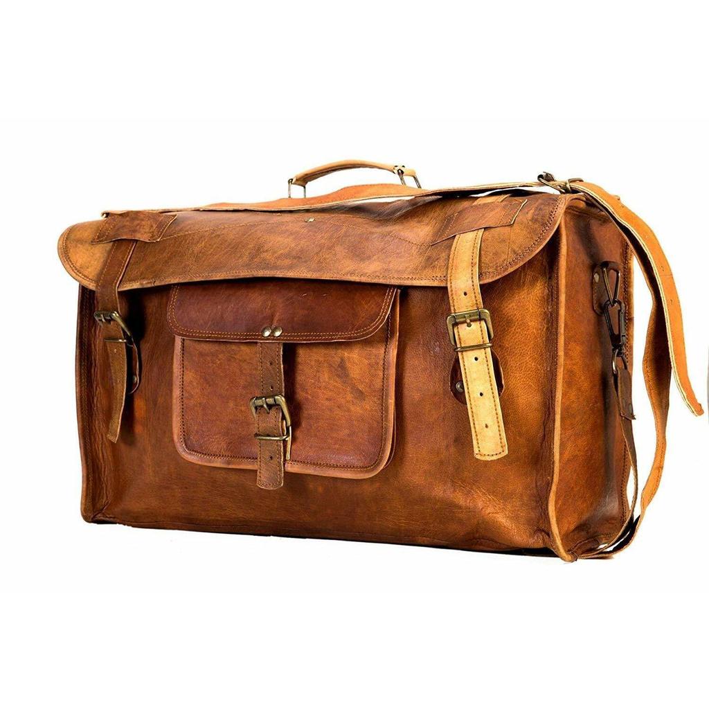 Genuine Leather Huge Capacity Duffle Bag Men Overnight Carry Travel Luggage Gym