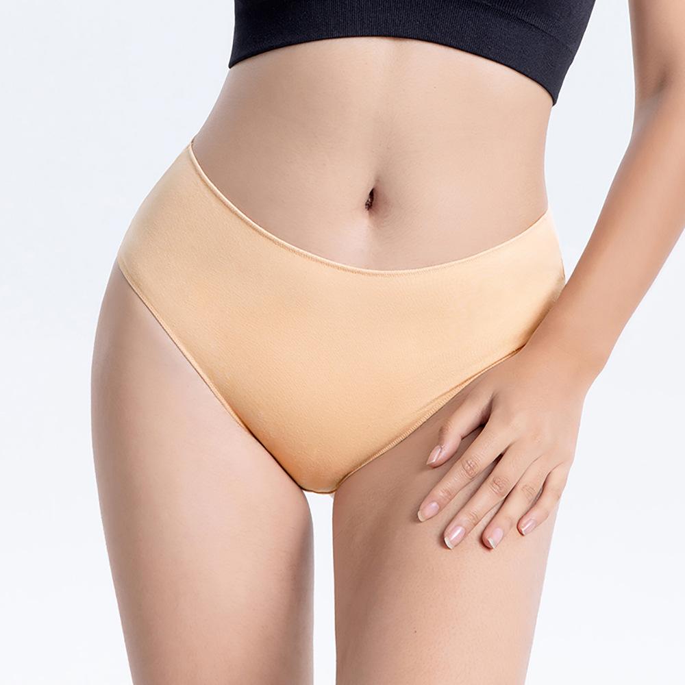 Women Seamless Breathable Solid Mid Waist Cotton Underwear Panties