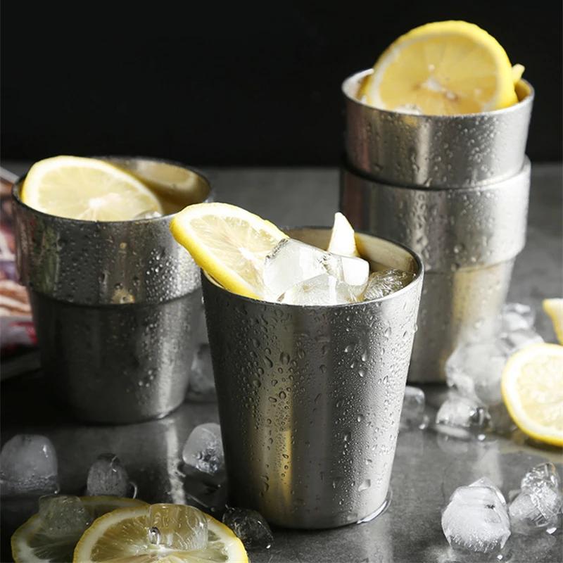 8pcs Stainless Steel Beer Cup Drinkware Tumbler Tableware Water Cup Outdoor Tea Coffee Cocktail Drinking Mugs Metal Cups