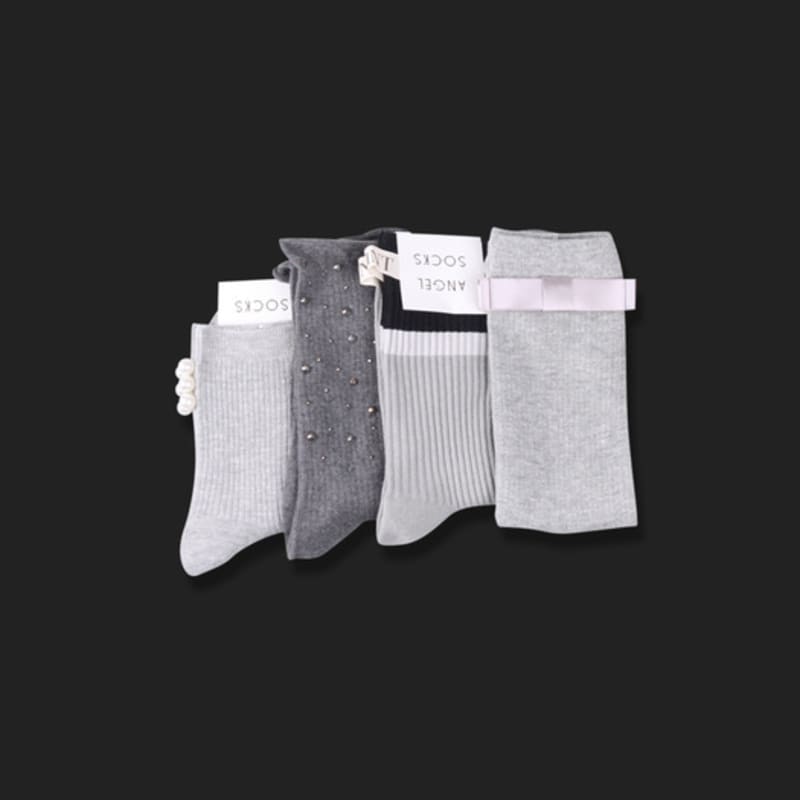 ANGEL SOCKS SET003_Gray Gray Toned-down Daily Fashion Gift Ankle Socks Socks Spring Gold Jewelry