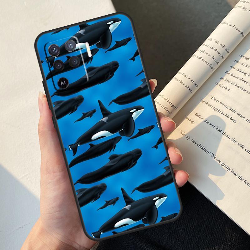 Süße Blaue Orca Hülle Für Oppo A58 A98 A78 A18 A38 A60 A80 A40 A77 A57 A17 A74 A54 A94 A96 A76 A16 A15 A5 Pro