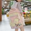 Japanese cute girl contrasting color backpack female Korean dopamine transparent color matching junior high school students large-capacity schoolbag