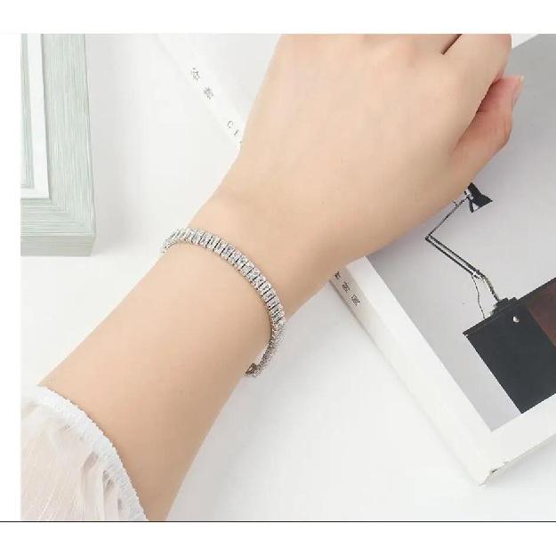 925 Sterling Silver Bracelet Elegant Zircon Crystal Fine Jewelry for Women Girl Engagement Wedding Glamour 20CM
