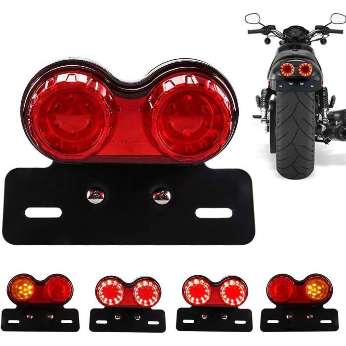 10W 40 LED Feu arrière de moto intégré feu de freinage Clignotant Feux de conduite Avec support de lampe Pour Harley, Lentille rouge