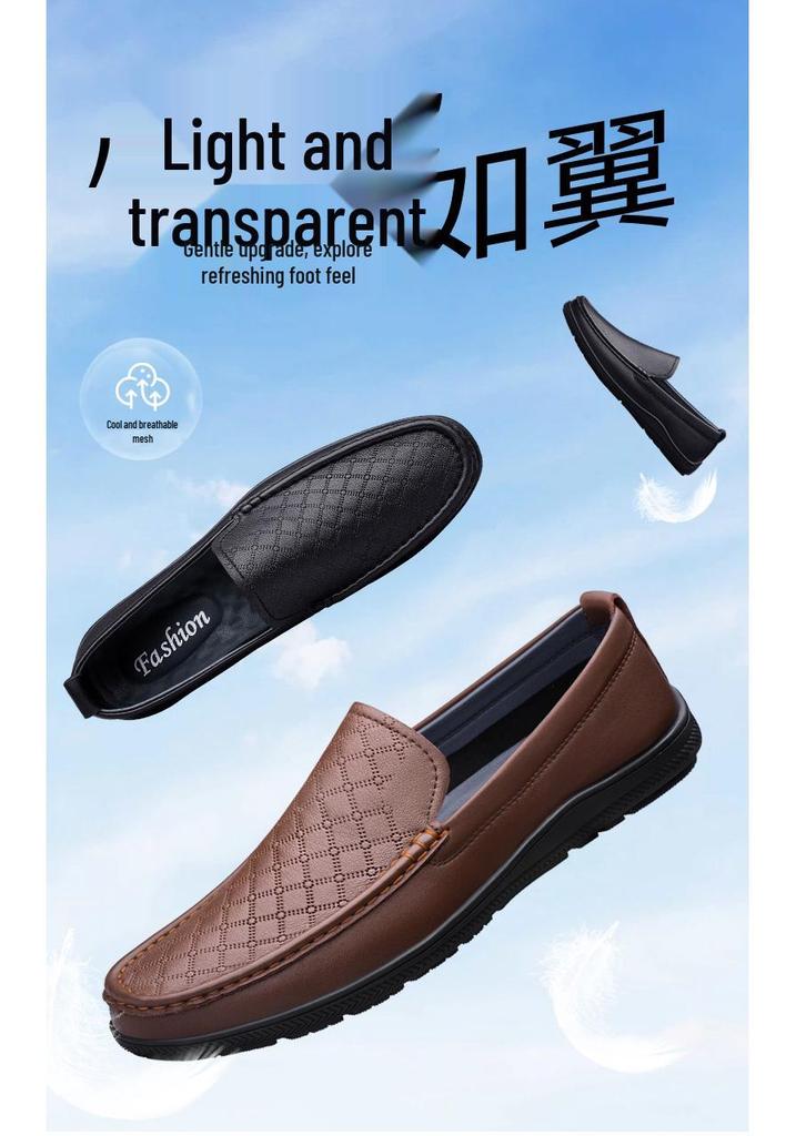 Breathable Slip-On Soft-Soled Casual Leather Shoes for Elderly Men 