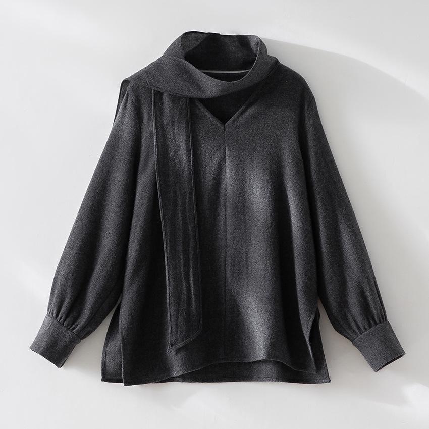Women s High-End Fine Wool Shirt - Light Luxury, Casual, Loose Fit, New Spring Arrival S (Recommended for 100-120 jin) серый
